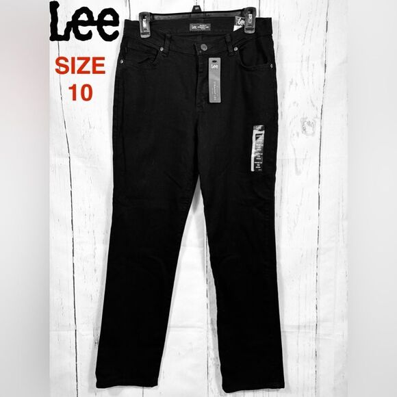 NWT Lee Relaxed Fit Straight Pants Womens Size 10 Medium Black Onyx Mid Rise - Picture 1 of 9